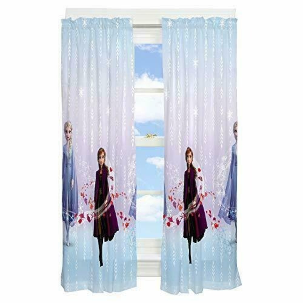 Disney Frozen II At Dusk 2 Microfiber 82 x 60 Window Panels w/ Ties Anna Elsa